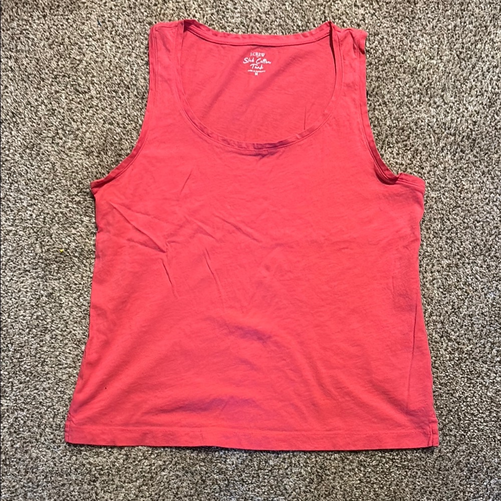 J. Crew Pink Cotton Slub Tank Top with Crew Neck size Medium EUC
